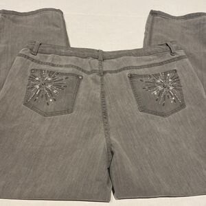 Grey stretch embellished 5 pocket jeans by Christopher& banks size 16
